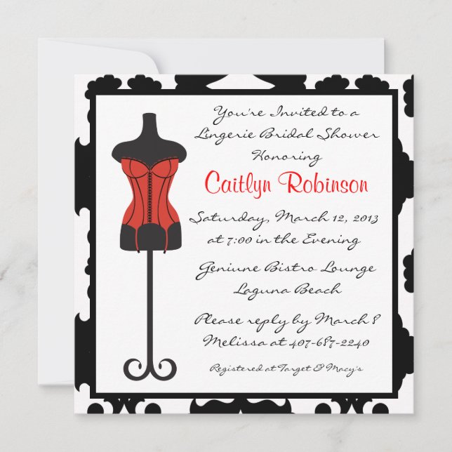 Cute Lingerie Invitation de douche nuptiale (Devant)