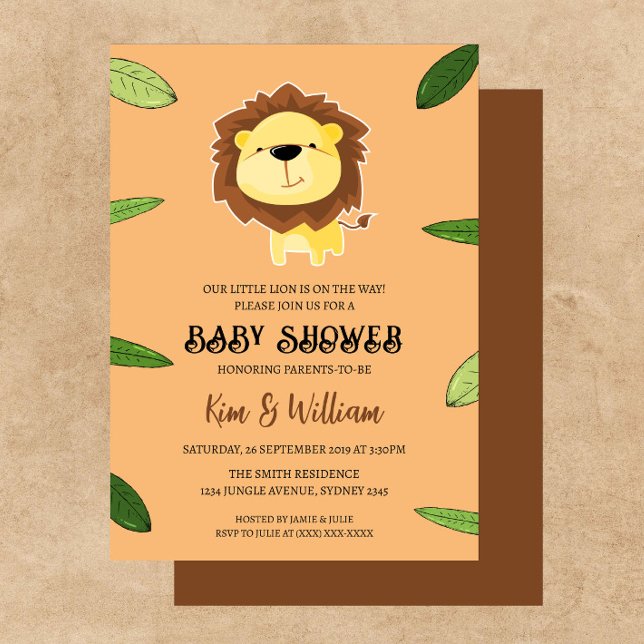 Cute Lion Baby shower thème Invitation (Créateur téléchargé)