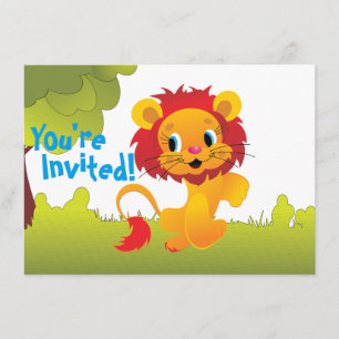 Cute Lion Cub Anniversaire Fête Invitation