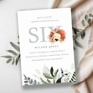 Cute Lion Foliage 6ème Anniversaire Invitation de