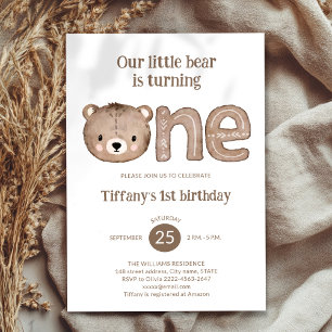 Cute Little Bear 1er Anniversaire Invitation - Neu