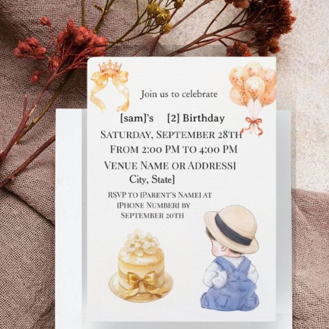 Cute Little Boy 2nd Birthday Party Invitation (Créateur téléchargé)