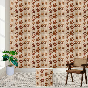 Cute Little Brown Carreau Empreinte de patte