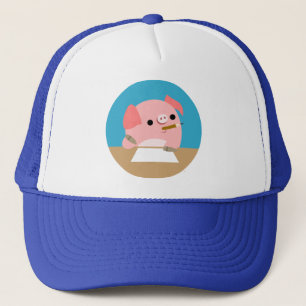 Cute Little Cartoon Pig "Writer's Block" Casquette