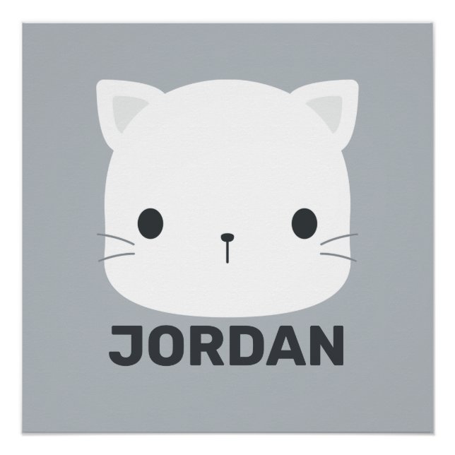 Cute Little Cat avec Poster de Nom Personnalisé (Devant)