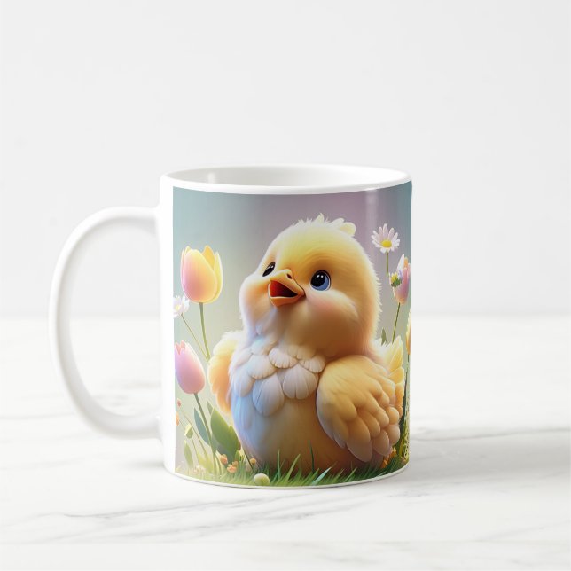 Cute Little Chicken Mug - Cartoon Spring Chick Des (Gauche)