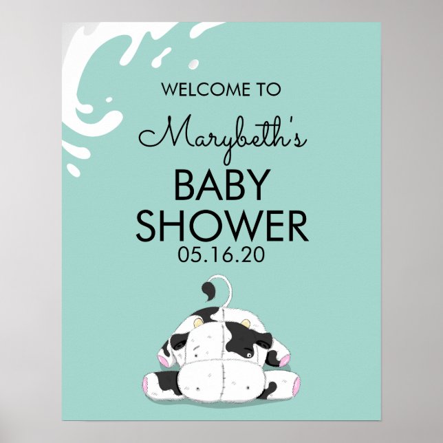 Cute Little Cow Baby shower Affiche de bienvenue (Devant)