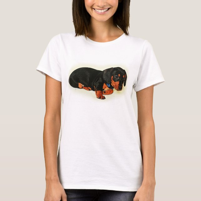 Cute Little Dachshund Design T-Shirt de base (Devant)