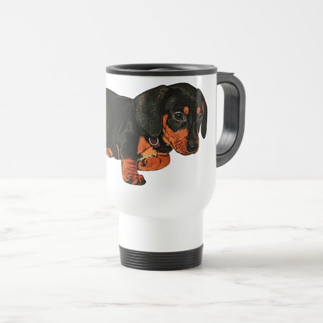 Cute Little Dachshund Design Travel Mug (Devant droit)