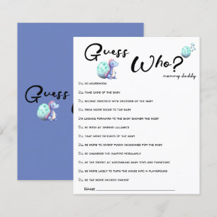 Cute Little Dinosaur Baby shower Devinez Qui Joue