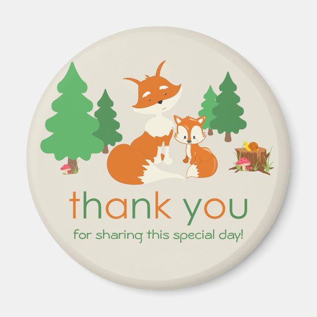 Cute Little Fox et maman Thank You Magnet (Devant)