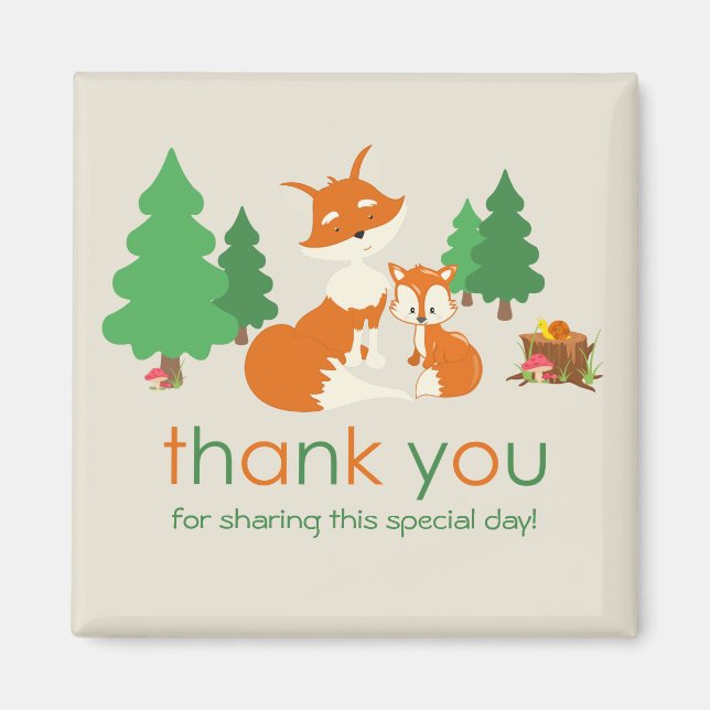 Cute Little Fox et maman Thank You Magnet (Devant)