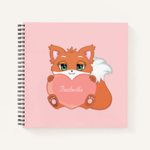 Cute Little Fox tenant un Carnet de coeur