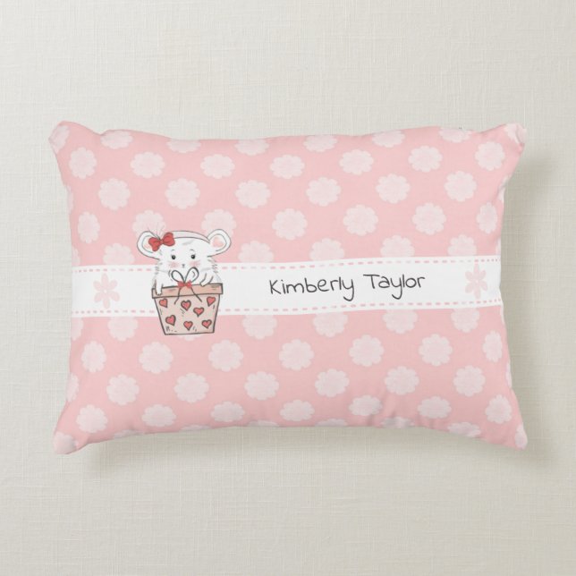 Cute Little Girl Hamster Coussin rose Accent (Devant)