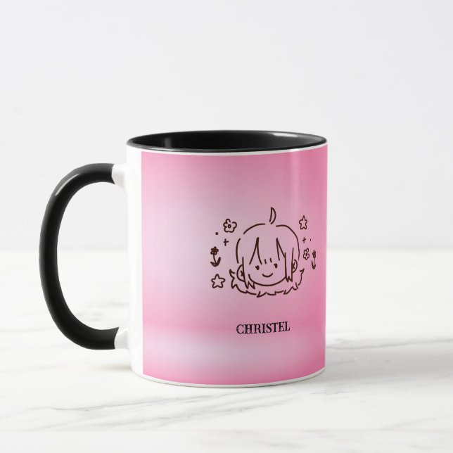 Cute Little Girl Mug Pink Personnalisé (Gauche)