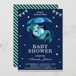 Cute Little Green Mermaid Invitation Baby shower