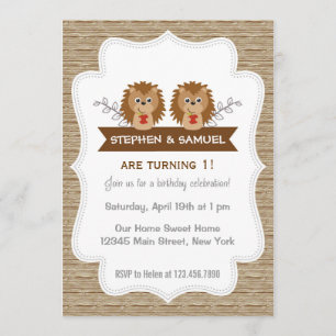 Cute Little Hedgehog Invitation d'anniversaire Woo