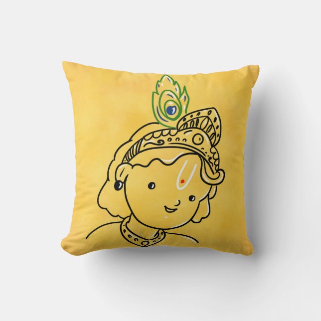 Cute Little Krishna Carré Coussin pour enfants (Recto)