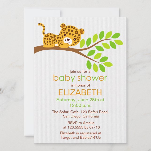 Cute Little Leopard Baby shower Invitation (Devant)