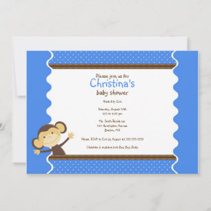 Cute Little Monkey Boy Invitation Baby shower