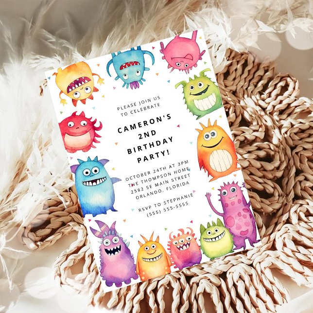 Cute Little Monster Kids Birthday Invitation (Créateur téléchargé)