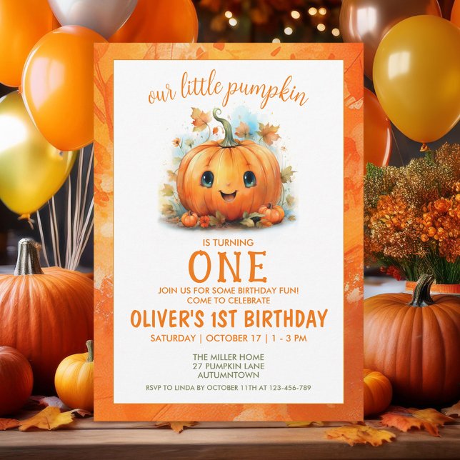 Cute Little Pumpkin Birthday Party Invitation (Créateur téléchargé)