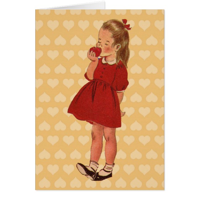 Cute Little Vintage School Girl Rouge robe Apple (Devant)
