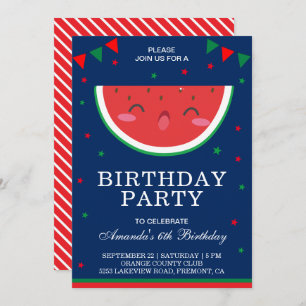 Cute Little Watermelon Invitation fête d'anniversa