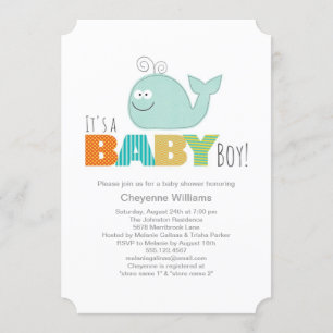 Cute Little Whale Baby shower Invitation / Garçon