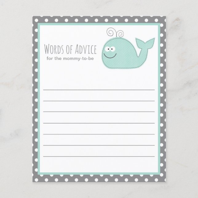 Cute Little Whale Conseil Baby shower Jeu / Aqua (Devant)