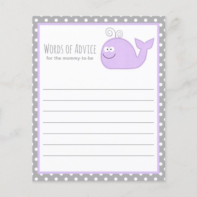 Cute Little Whale Conseil Baby shower Jeu / Purple (Devant)