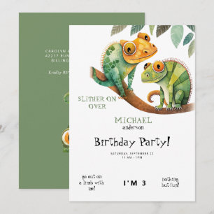 Cute Lizard Boy Invitation de fête d'anniversaire