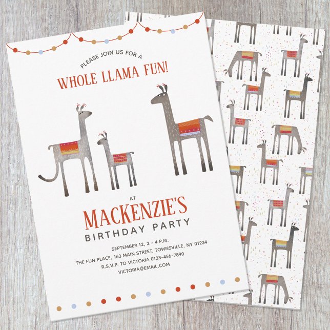 Cute Llama Amusant Invitation Anniversaire (Créateur téléchargé)