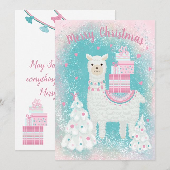 Cute Llama avec cadeaux de Noël (Devant / Derrière)