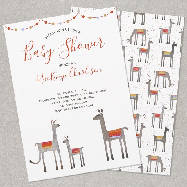 Cute Llama Baby shower Invitation (Créateur téléchargé)