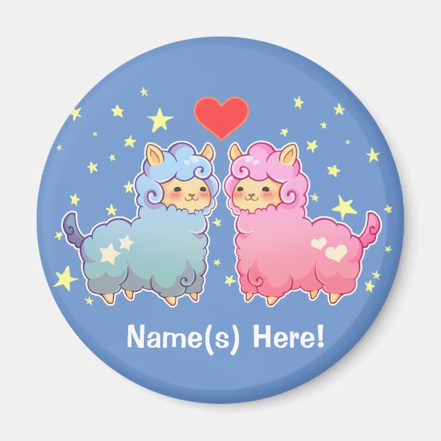 Cute Llama Couple Magnet (Devant)