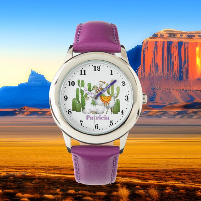Cute llama et cactus ajouter nom montre (Créateur téléchargé)