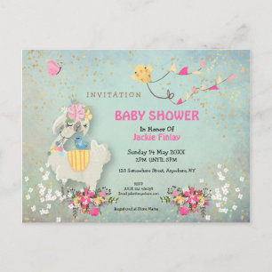 Cute Llama/Floral Baby shower Invitation