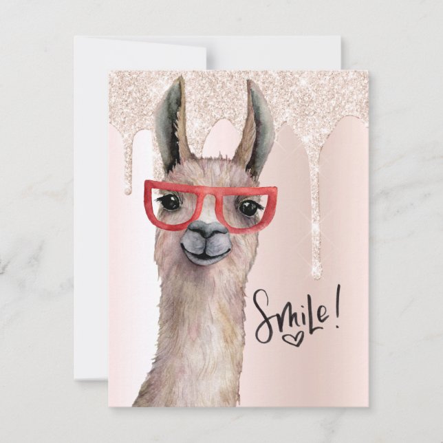 Cute Llama Girly Rose Parties scintillant Penser D (Devant)