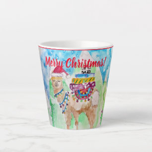 Cute Llama Joyeux art de Noël Filles Latte Mug