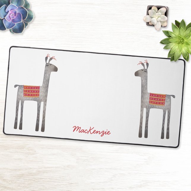 Cute Llama personnalisée (Fun personalized llama or alpaca desk mat.)
