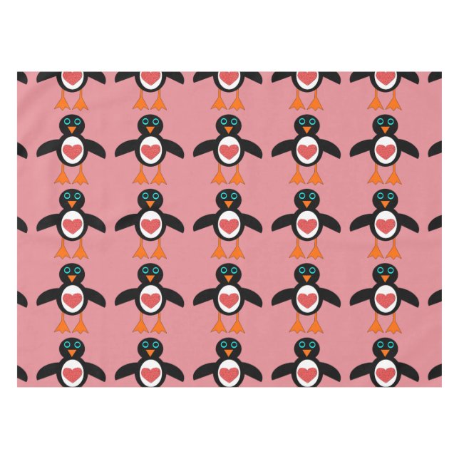 Cute Love Coeur Pingouin Nappe (Devant (Horizontal))