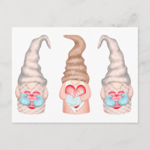 Cute Love Gnomes Valentines Holiday Carte postale