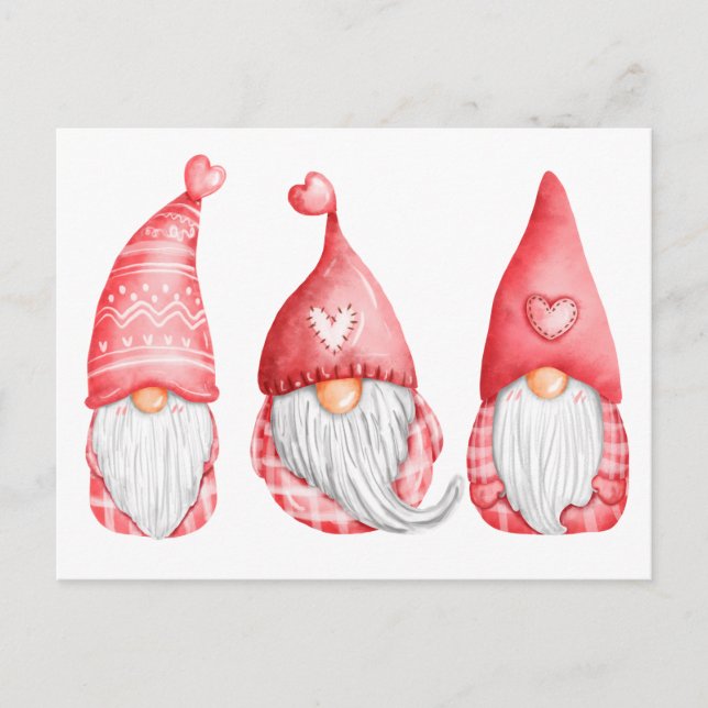 Cute Love Gnomes Valentines Holiday Carte postale (Devant)