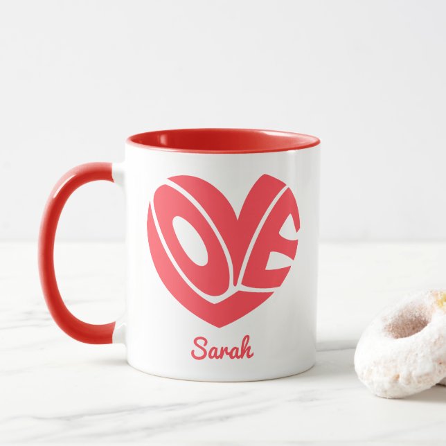 Cute Love Heart Coffee Mug (Avec donut)