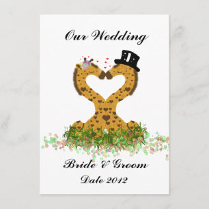 Cute Love Kiss Giraffes Faire-part de mariage de c