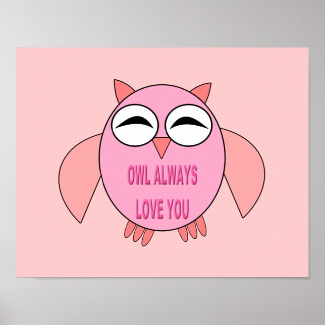 Cute Love Message Owl Poster (Devant)
