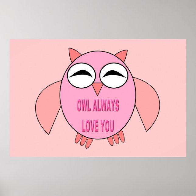 Cute Love Message Owl Poster (Devant)
