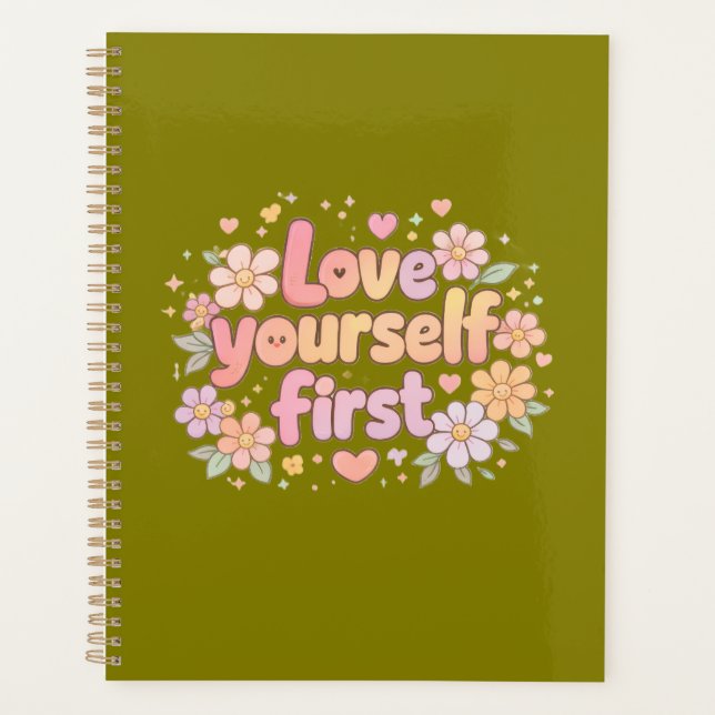 Cute Love Yourself Floral Quote Design | Gift Bag (Devant)