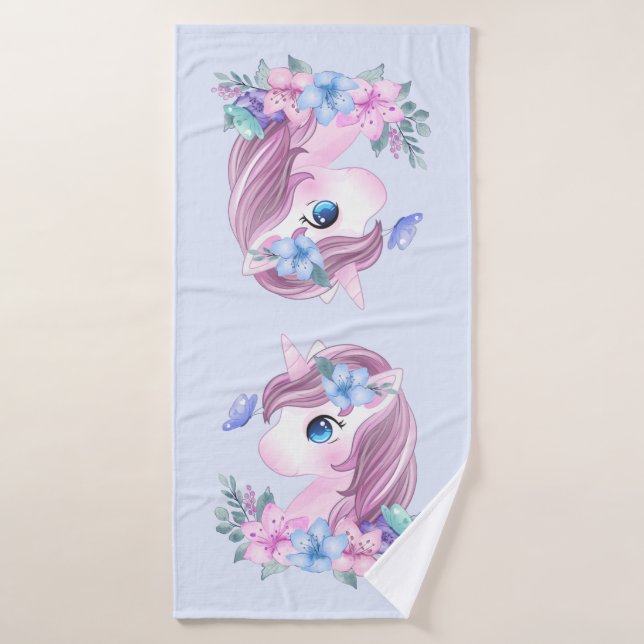Cute & Magique Baby Unicorne avec gros yeux (Serviette de bain)